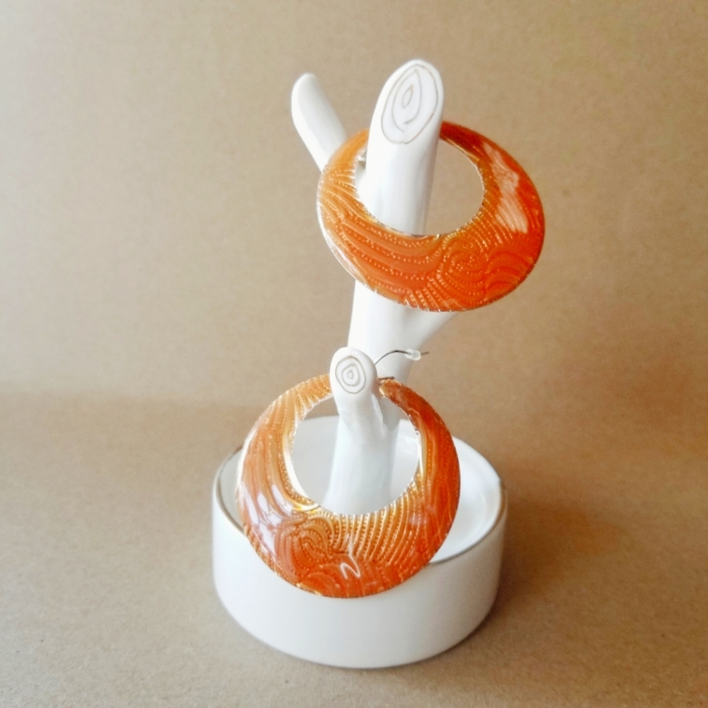 WOMENS DANGLING ORANGE HOOP PIERCED EARRINGS